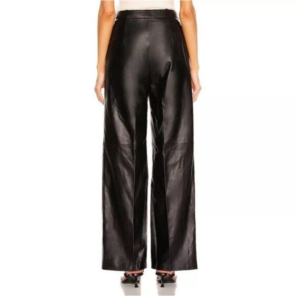 Loulou Studio Noro Lambskin Leather Pants Black Size Small High Rise Wide Leg - Picture 2 of 7
